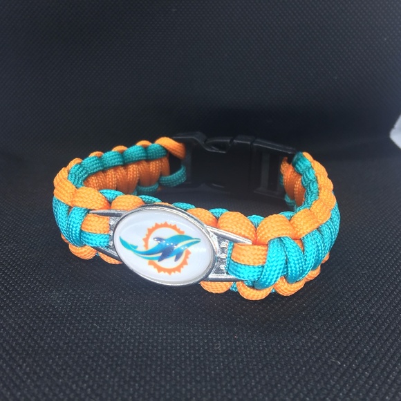 Miami Dolphin Paracord Survivor Bracelet - Picture 1 of 2